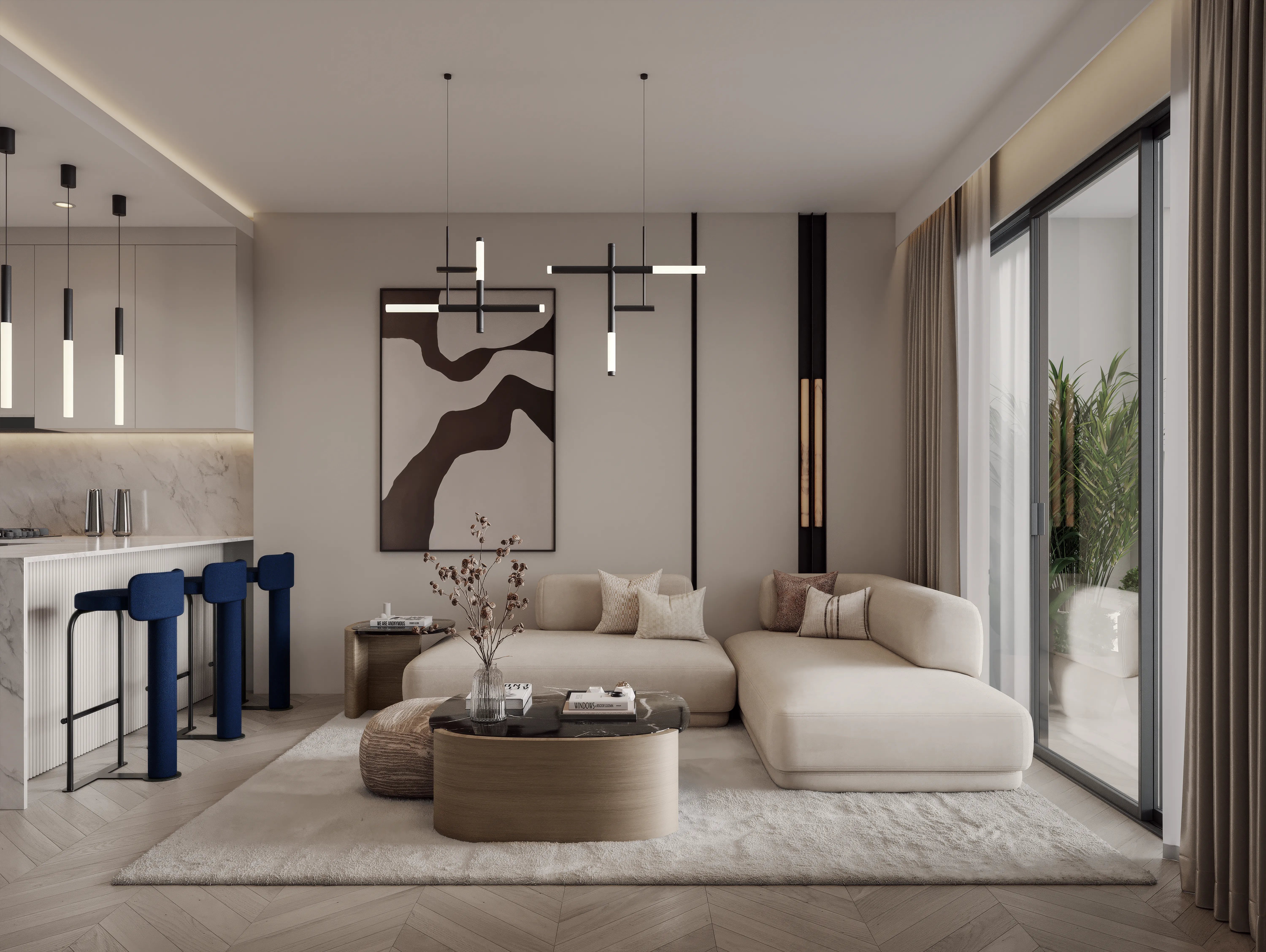 Open Living And Kitchen