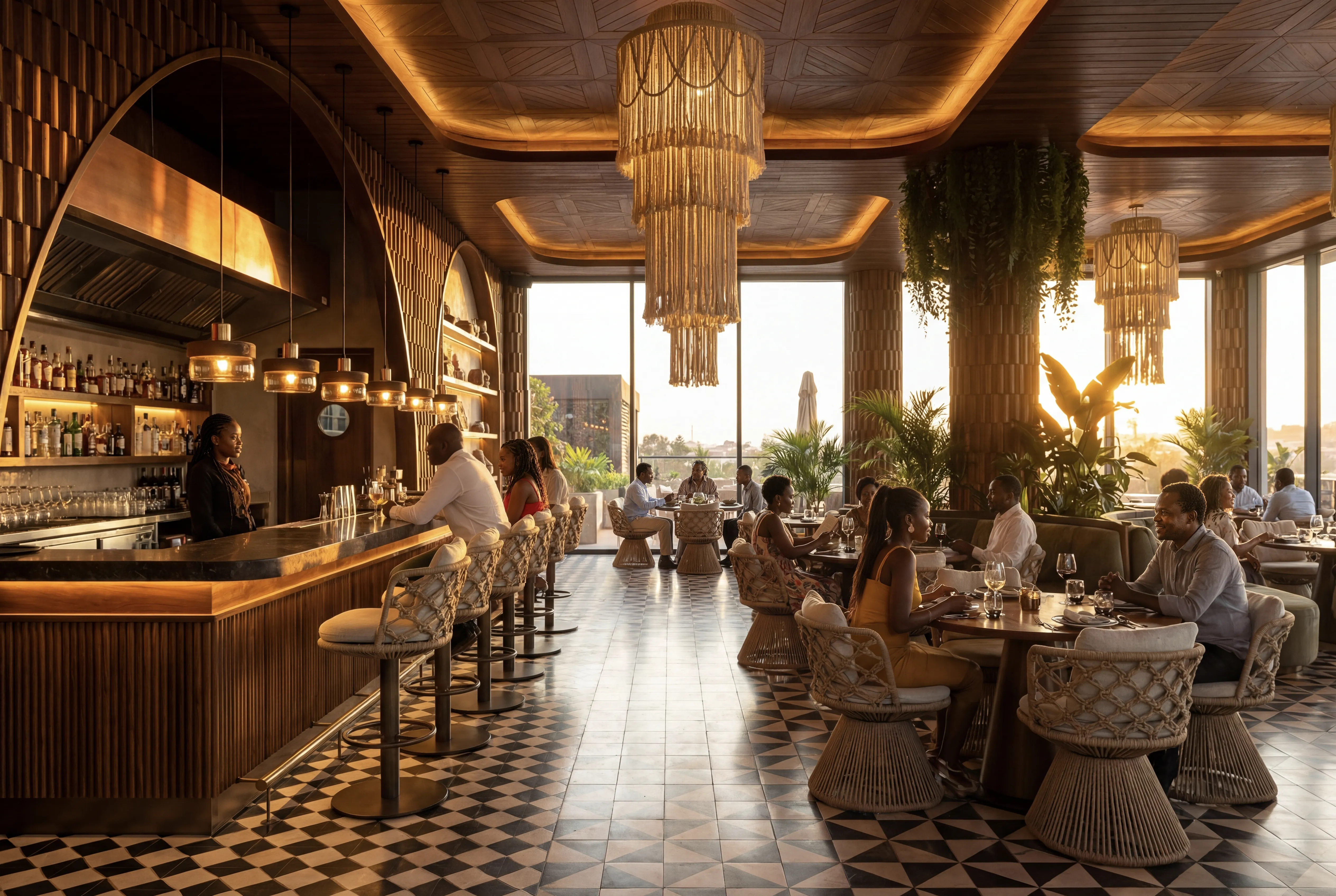 Restaurant with indoor and outdoor spaces